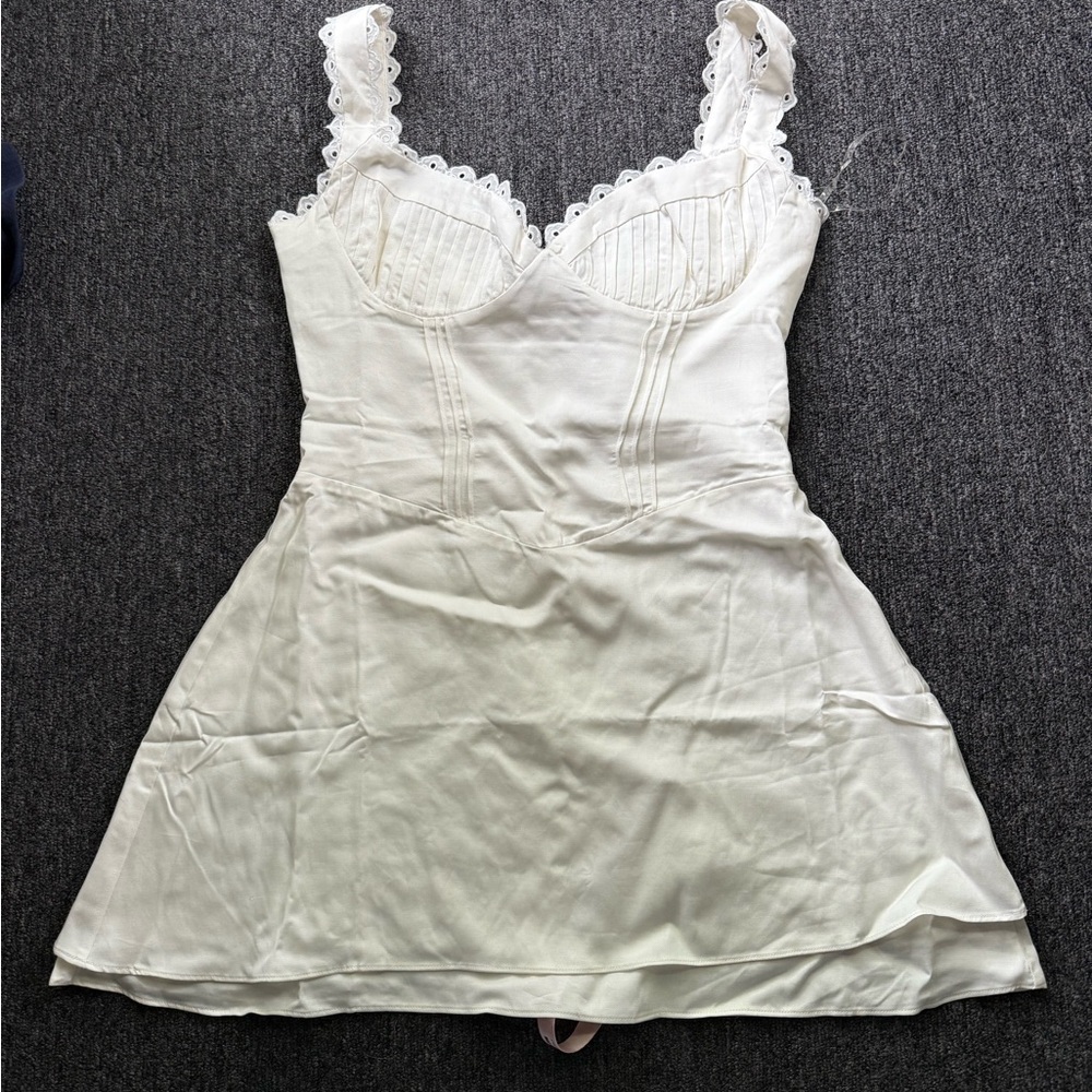 House of CB White Chemise with Lace Trim